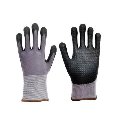 China SUNNYHOPE Breathable High Quality Micro Foam Nitrile With Nylon Liner Palm Coated Gloves Dotted Gloves for sale