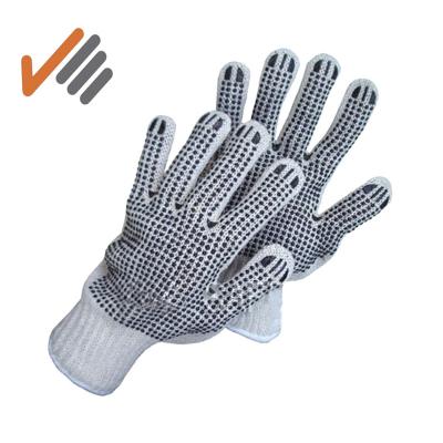 China Fully Dipped Garden Gloves For Work Double Sides PVC Dotted Cheap Garden Safety Working Cotton Softtextile Gloves for sale