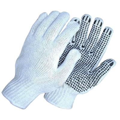 China Sunnyhope Breathable PVC Dotted Gloves Construction Spikes 7 gauge natural T/C knitted with PVC dotted on the palm. elastic cuff gloves for sale