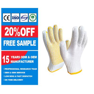 China Fire Proof Sunnyhope 7/10 Gauge Color Work Cotton Knitted PVC Dotted Gloves for sale