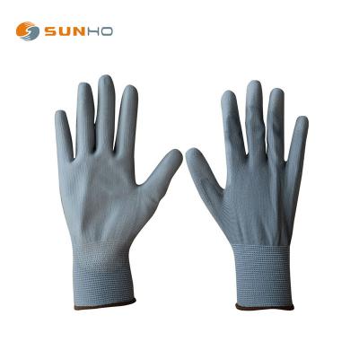 China Colorful Comfortable And Fantion Sunnyhope 13G Polyester PU Coated Gloves Glove Safety Work Cheap Gardening Gloves for sale