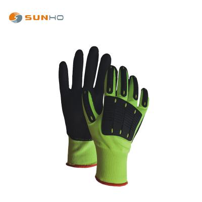 China GENERAL USE GLOVES Sunnyhope Work Gloves 13 gauge nylon liner ANTI-IMPACT with smooth nitrile 3/4 coated and sandy nitrile palm coated. for sale