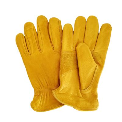 China Yellow Leather Gloves Sunnyhope Custom Logo Work Safety Men Hand Driving Cow Leather Gloves for sale