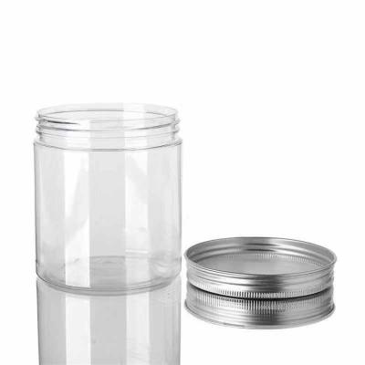 China New Design 3OZ Clear PET Food Plastic Pill Jar With Aluminum Cap for sale