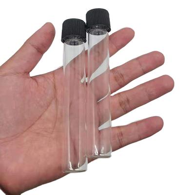 China Healthy Child Resistant Glass Pre Roll Tube With Black CR Screw Cap for sale