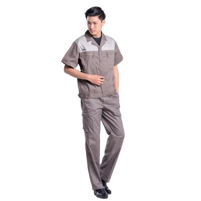 China Factory Workshop Gas Station Soft/Breathable/Wear-Resistant Slim Work Clothes Workwear Summer Uniform Cotton 100% Anti-Static Short Sleeve Workwear Suit for sale