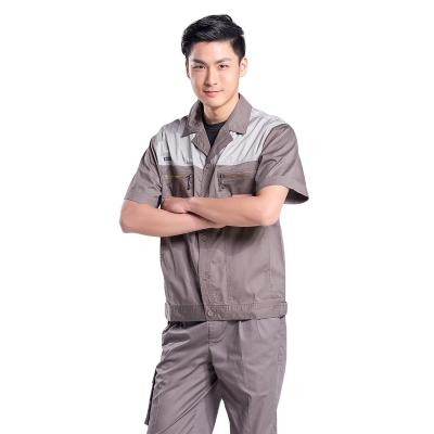 China Soft/Breathable/Wear-Resistant Anti-Static Short Sleeve Men's Workwear Suit 100% Summer Uniform Cotton Workwear Work Clothes for sale