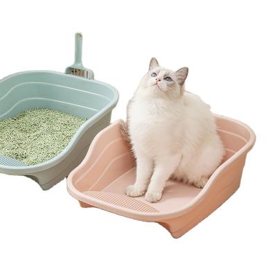 China Wholesale Viable Large Partially Enclosed Cat Litter Box Cat Toilet Toilet Tray To Send Shovel for sale