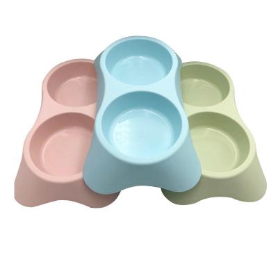 China 2022 New Durable Well Designed Cheap Plastic Dog Food Double Water Bowl Portable Pet Bowl for sale