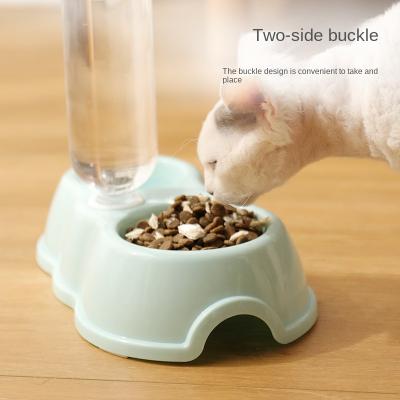 China 2022 New PP Shape Durable Double Bowl Friendly Design Cute Cat Dog Food Bowl Pet Feeder for sale