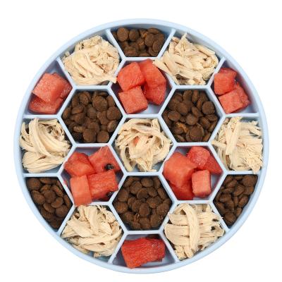 China 2022 Hot Sale Style Viable Hot Dog Honeycomb Pet Anti Clogging Non Slip Dog Bowl Silicone Slow Food Bowl for sale