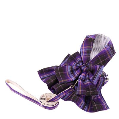 China 2022 New Jk Pet Plaid Chest Skirt Strap Luxury Dog Harness Leash Viable Dog Leash for sale