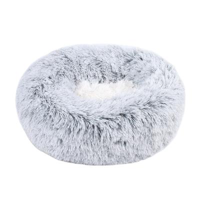 China Cat Bed For Large Dog Comfortable Soft Donut Dog Warm Round Soothing Fluffy Dog Bed for sale