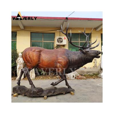 China Europe Outdoor Garden Bronze Elk Statue Sculpture Life Size Bronze Deer Statue Sculpture for sale