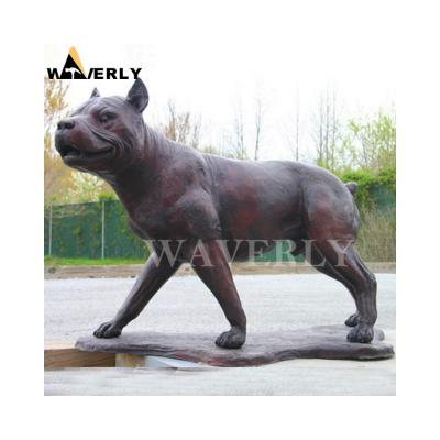 China Europe Outdoor Big Brass Metal Sitting Dog Art Sculpture Pit Bull Dog Statue for sale