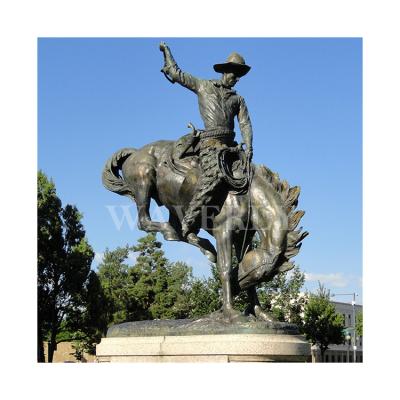 China Europe Outdoor Garden Decor Animal Metal Bronze Rider Horse Bronze Horse Statue With Man Remington Horse Statue for sale