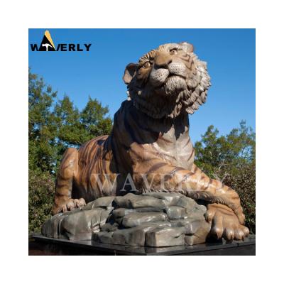 China Life Size Tiger Statue Sculpture Antique Metal Tiger Statue Casted Brass Or Bronze Animal Statues From Europe for sale