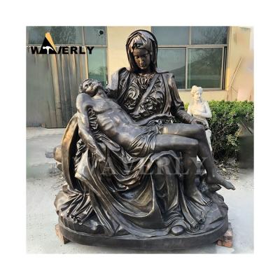 China Europe La Pieta By Mary And Jesus Bronze Sculpture Michelangelo Statue Virgin Statue Outdoor Religious Figure for sale