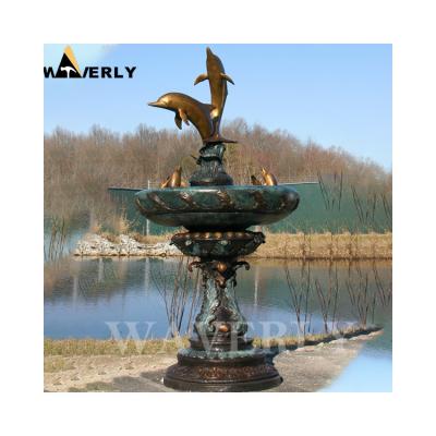 China Europe Water Fountain Art Sculpture Outdoor Garden Dolphin Bronze Sculpture Dolphin Water Fountain for sale