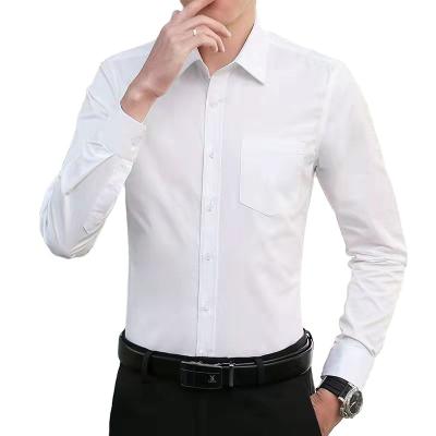 China Men's New Business Slim High Quality Professional Trend Dress Black Pure White Anti-pilling Long Sleeve Shirt Men's Long Sleeve Shirt Salary for sale