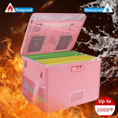 China Lovely Pink Fiberglass Fire Resistant File Box With Lock And Ware Pad for sale