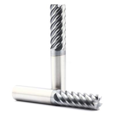 China CNC Process BKXE 6 Flute Cutting Tools Tungsten Carbide Router Bit Finish End Mill With Tin Coating for sale