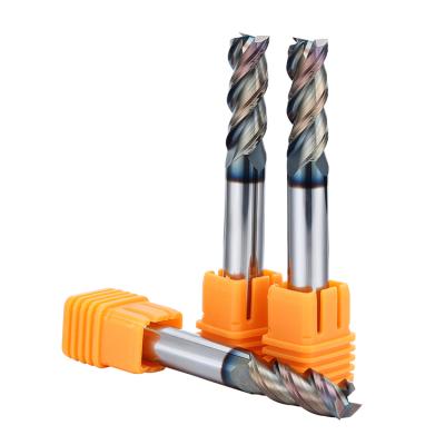 China Cutting Stainless Steel DLC Carbide CNC Router Bit Cutter HRC 60 Solid Thread End Mill For Metal Cutting for sale