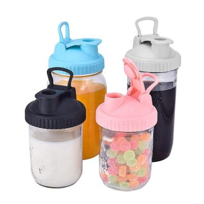 China Non Spill Reusable 70mm Leak Proof Wide Mouth Mason Jars Flip Top Lids For Storage Pouring for sale