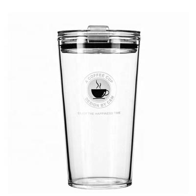 China 500ml Borosilicate Glass Viable Leakproof Reusable Coffee Cup With Straw And Lid for sale