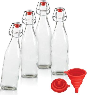 China 16oz(500ml) Beverage Square Swing Top Easy Cap Glass Beer Bottles for sale