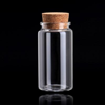 China Clear 100ml Borosilicate Glass Vial Vials With Cork Stoppers for sale