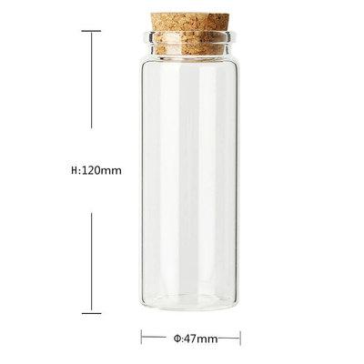 China Clear 150ml Borosilicate Glass Vial Vials With Cork Stoppers for sale