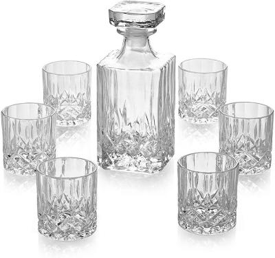 China 1000ml European Style Viable Crystal Whiskey Decanter with 6 Old Fashion Whiskey Glasses for Bourbon, Scotch, Whiskey or Wine for sale