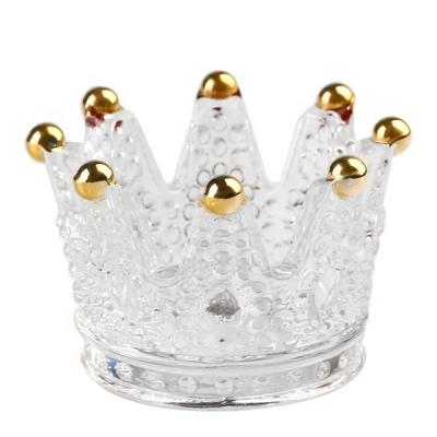 China Home Decoration Creative Crystal Glass Crown Ashtray for Home Ministry Decoration for sale