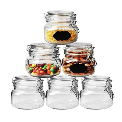 China 500ml Food Clip Top Glass Storage Jar With Airtight Hinged Lid for sale