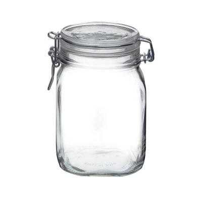 China 33.75oz Canned Food Clip Top Glass Storage Jar: Airtight Hinged Lid with Leak Proof Gasket, Wide Mouth Food Container for sale