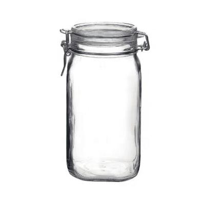 China 1500ml Food Clip Top Glass Storage Jar: Airtight Hinged Lid with Leak Proof Gasket, Wide Mouth Food Container for sale