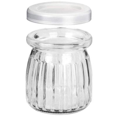 China Tableware 200ml Glass Yogurt Jar With PE Lid Ideal For Jam, Honey, Baby Food for sale