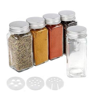 China Canned Empty Square 4oz Food Spice Bottles With Shaker Lids And Airtight Metal Caps for sale