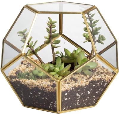 China Europe 2019 GlassTerrarium Wholesale Brass Geometric Container for sale