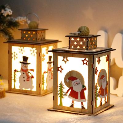 China Wholesale Wooden Christmas Decoration Lantern Lights for sale