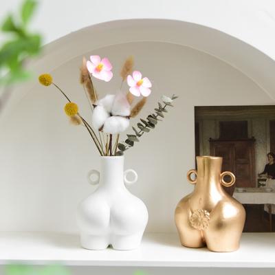 China Nordic minimalist home decor wholesale minimalist vase female body ceramic flower vase for sale