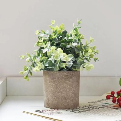 China Minimalist Wholesale Plastic Artificial Small Potted Plants Indoor Office Decorative Artificial Plant for sale