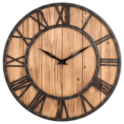 China Minimalist wholesale clock wall home decor wooden vintage minimalist wall clock home decoration for sale