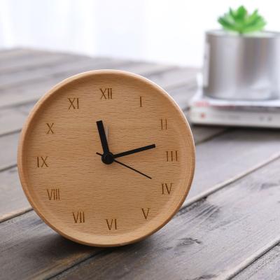 China Modern Wholesale Wood Desk Table Clocks Alarm Clock Wood Desk Clock for sale