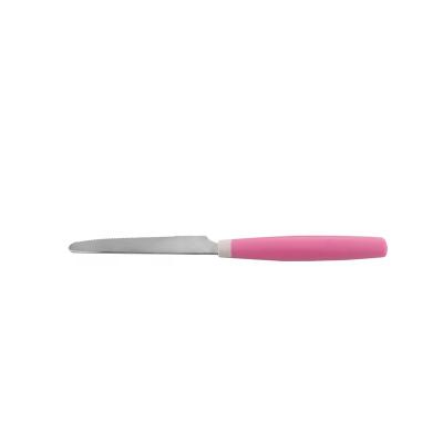 China Sustainable Pink Dinner Knife Stainless Steel Utensils Flat Knife Tableware With Plastic Handle for sale