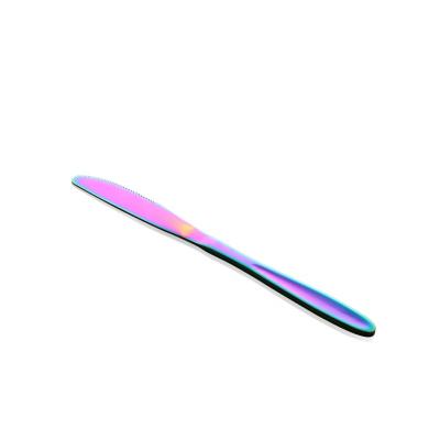 China Durable Iridescent Metal Dinner Knife Stainless Steel Utensils Knife Flat Tableware for sale