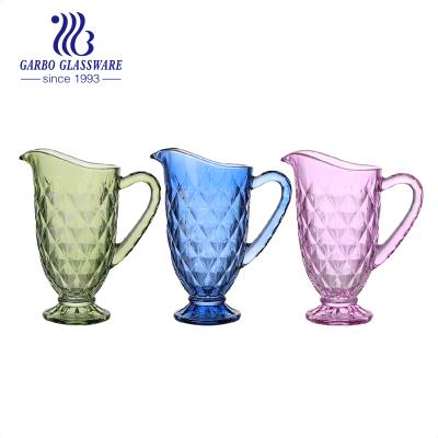 China Brazil Style Coastal Spray Color Engraved Shot Cup Wine Curved Style Juice Colored Jug 1200ml Pitcher for sale