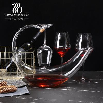 China Lead Free Clear 1.2L Wine Decanter Crystal Glass Wine Whiskey Glass Special Shape Bottle for sale