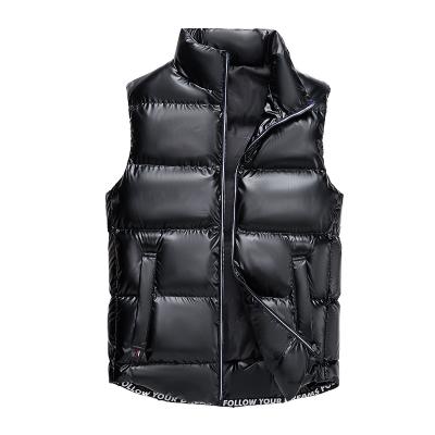 China Custom Logo Men's Winter Anti-Wrinkle Shiny Oversized Striper Jacket Men's Winter Sleeveless Padded Padded Striper Jackets for sale